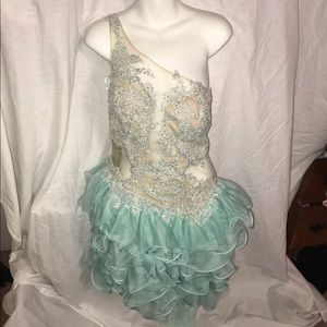 Mac Duggal Teal Prom Dress